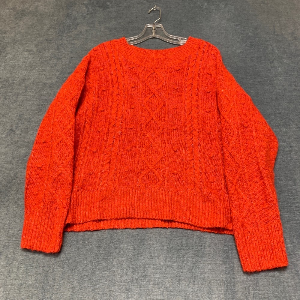 Old Navy Sweater Womens L Orange Speckled Ribbed Knit Comfort Trendy Winter Cozy